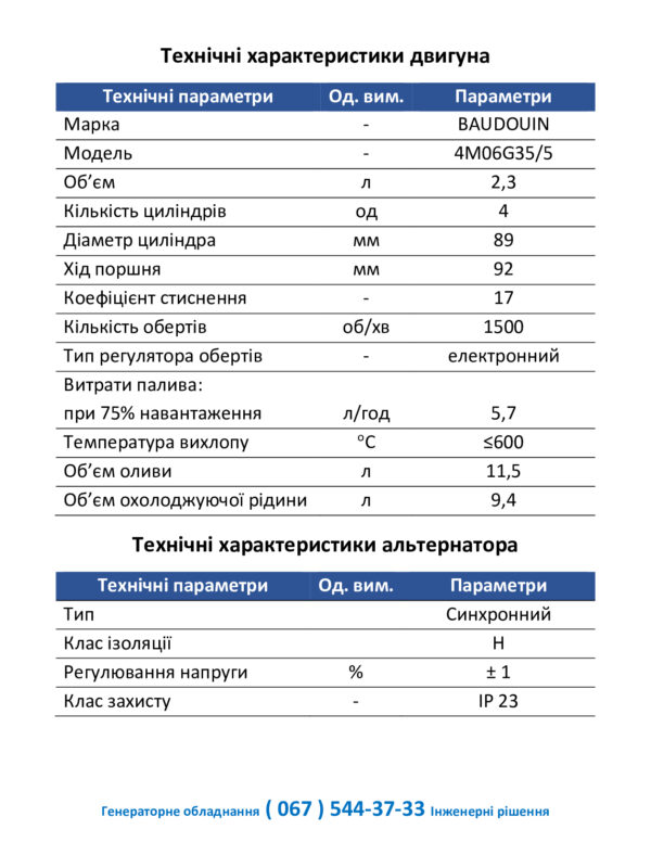 Дизель-генератор 35кВА Baudouin DE-35BDS - Зображення 3