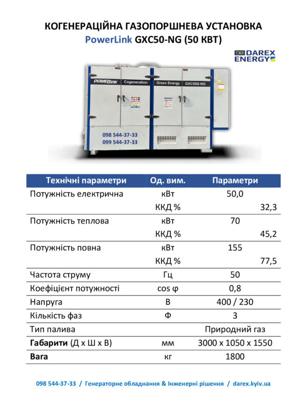 Когенераційна установка 50кВт GXC50S-BG - Зображення 2